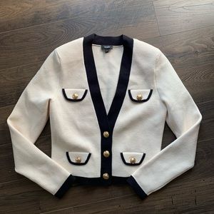 EXPRESS Tipped Novelty Button Sweater Jacket